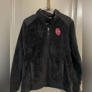 Black Champion Brand Fleece Jacket with OU (Oklahoma University) Insignia